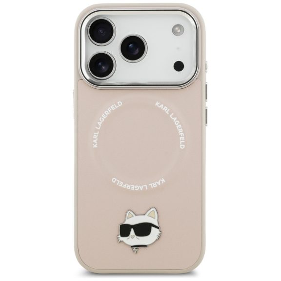 Karl Lagerfeld Choupette Pin Apple iPhone 17 Pro MagSafe kompatibilis hátlap tok, rózsaszín