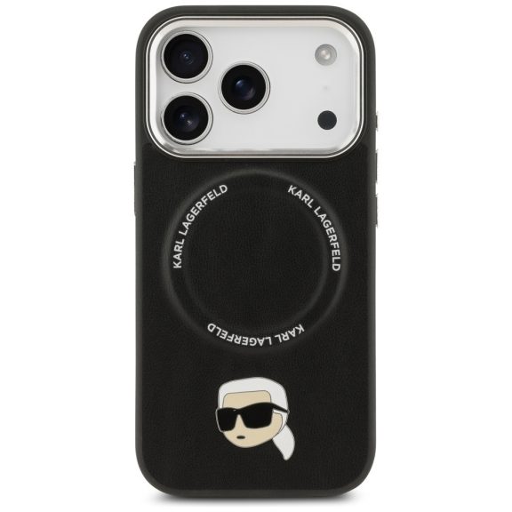 Karl Lagerfeld Karl Pin Apple iPhone 17 Pro MagSafe kompatibilis hátlap tok, fekete