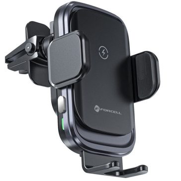   Forcell F-Grip Grand autós tartó / autós töltő szellőzőrácsba, vezeték nélküli / wireless töltéssel, 15W, ezüst