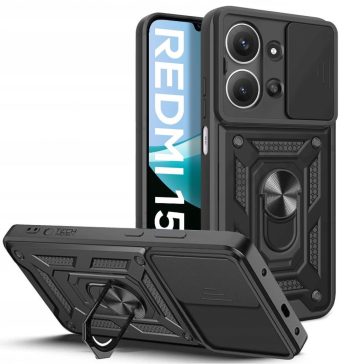   Tech-Protect Camshield Pro Xiaomi Redmi 15C 4G (171,6) strapabíró tok kameravédelemmel, kitámasztóval, fekete