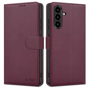   Tech-Protect Wallet Samsung Galaxy A17 flip / kinyitható tok kártyatartóval, bordó