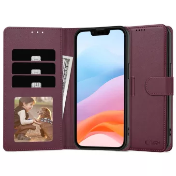   Tech-Protect Wallet Samsung Galaxy A17 flip / kinyitható tok kártyatartóval, bordó