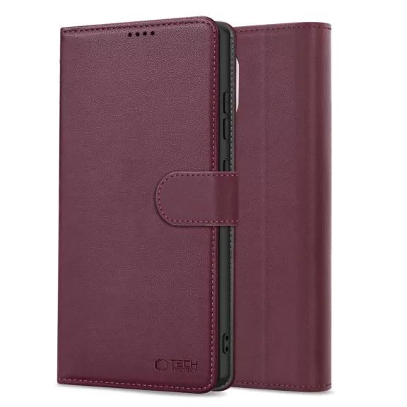 Tech-Protect Wallet Samsung Galaxy A17 flip / kinyitható tok kártyatartóval, bordó