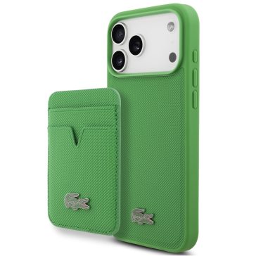   Lacoste Iconic Petit Pique Apple iPhone 17 Pro Max MagSafe tok + kártyatartó pénztárca, zöld