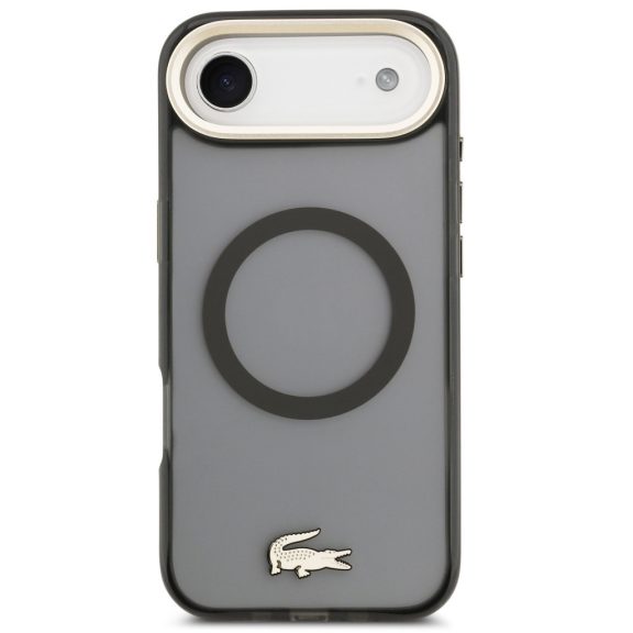 Lacoste PC/TPU Frosted Finish Gold Logo Apple iPhone Air (2025) MagSafe tok kameravédő peremmel, fekete-arany