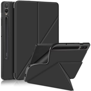   Origami Smart Case Samsung Galaxy Tab S9 Plus / Tab S10 Plus / S9 FE Plus mappa tok, érintőceruza tartóval, fekete
