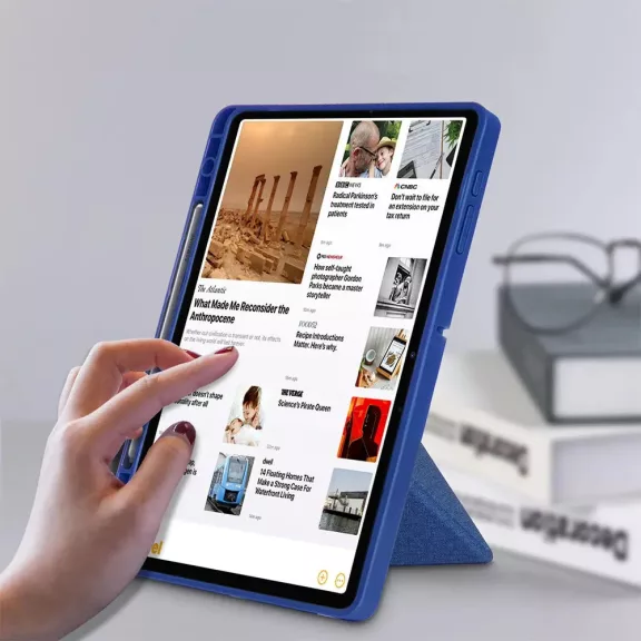 Origami Smart Case Apple iPad Air 11 (2024 / 2025) / iPad Air 4 / 5 (2020 / 2022) mappa tok, érintőceruza tartóval, kék
