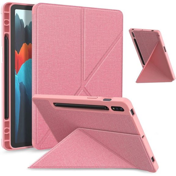 Origami Smart Case Apple iPad Air 11 (2024 / 2025) / iPad Air 4 / 5 (2020 / 2022) mappa tok, érintőceruza tartóval, rózsaszín