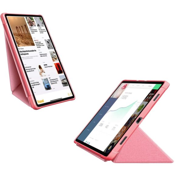 Origami Smart Case Apple iPad Air 11 (2024 / 2025) / iPad Air 4 / 5 (2020 / 2022) mappa tok, érintőceruza tartóval, rózsaszín
