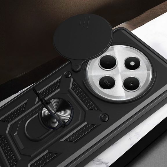 Tech-Protect Camshield Pro Xiaomi Redmi 14C / Poco C75 strapabíró tok kameravédelemmel, kitámasztóval, fekete