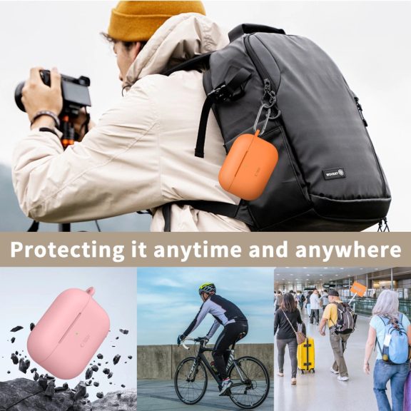 Tech-Protect AirPods Pro 3 szilikon tok, karabinerrel, szürke