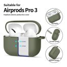 Tech-Protect AirPods Pro 3 szilikon tok, karabinerrel, sötétzöld