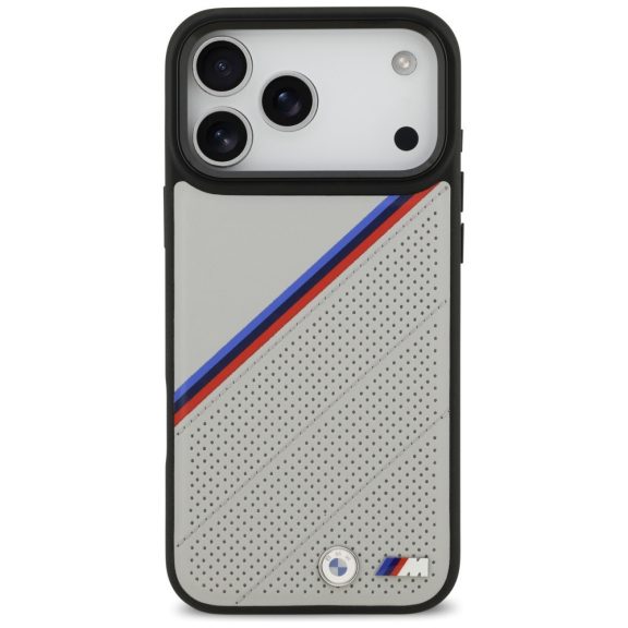 BMW M Tricolor Metal Logo Apple iPhone 17 Pro Max MagSafe hátlap tok, szürke