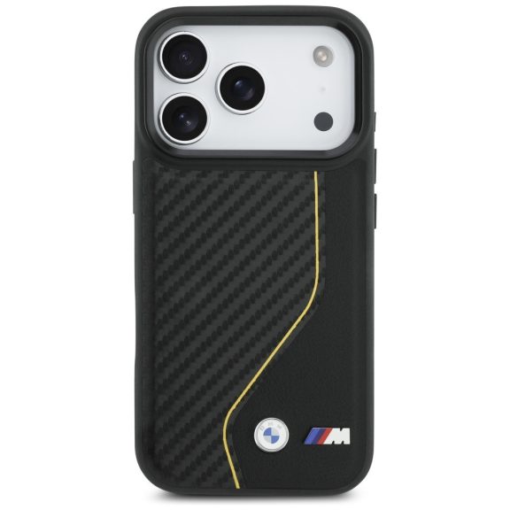 BMW M Carbon Line & Logo Apple iPhone 17 Pro Max MagSafe hátlap tok, fekete-sárga