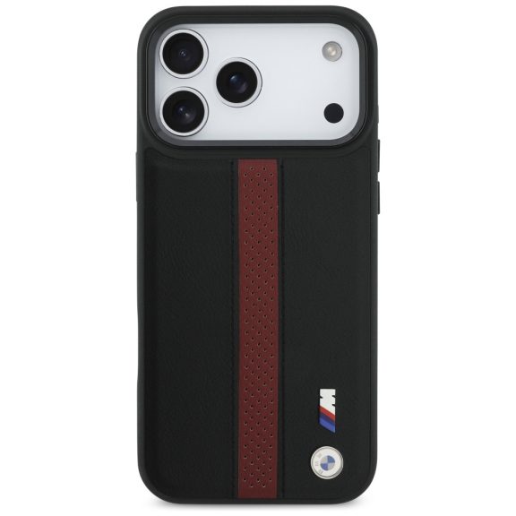 BMW M Perforated Stripe Logo Apple iPhone 17 Pro Max MagSafe hátlap tok, fekete-piros