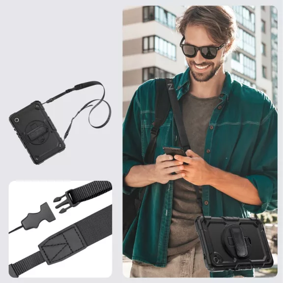 Tech-Protect Solid Samsung Galaxy Tab A9 tablet tok kitámasztóval, fekete