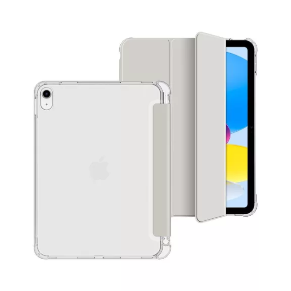Tech-Protect Sc Pen Hybrid Apple iPad 11 2025 / 10.9 2022 oldalra nyíló, kitámasztható mappa tok ceruza tartóval, kristály ezüst