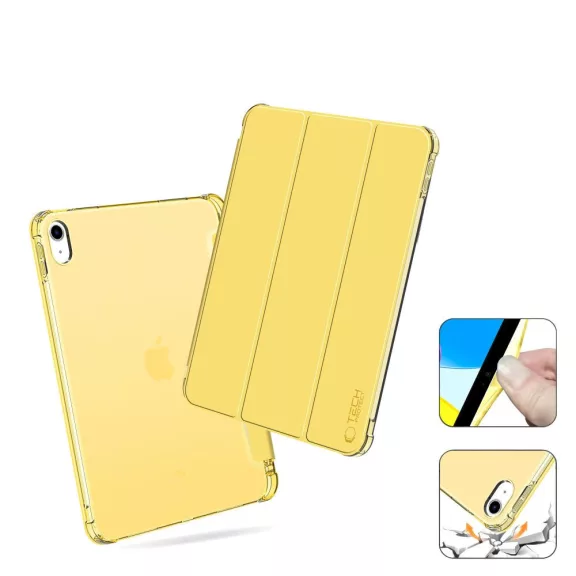 Tech-Protect Sc Pen Hybrid Apple iPad 11 2025 / 10.9 2022 oldalra nyíló, kitámasztható mappa tok ceruza tartóval, kristály sárga