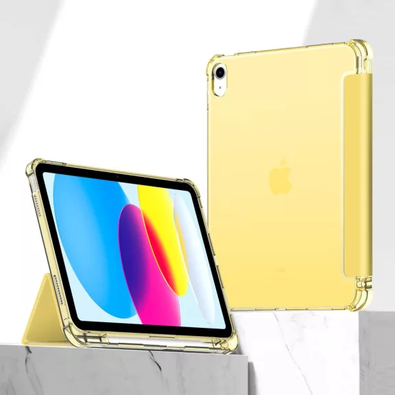 Tech-Protect Sc Pen Hybrid Apple iPad 11 2025 / 10.9 2022 oldalra nyíló, kitámasztható mappa tok ceruza tartóval, kristály sárga