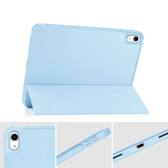 Tech-Protect Sc Pen Apple iPad 11 2025 / 10.9 2022 oldalra nyíló, kitámasztható mappa tok ceruza tartóval, világoskék