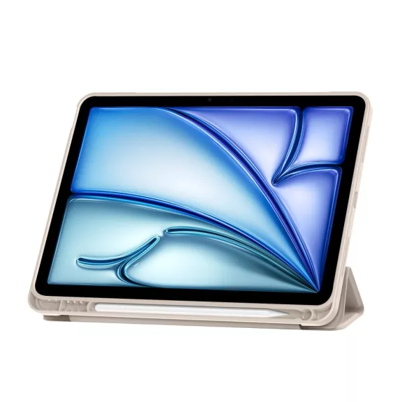 Tech-Protect Sc Pen Apple Air 11 (2024 / 2025) / iPad Air 4 / 5 (2020 / 2022) oldalra nyíló, kitámasztható mappa tok ceruza tartóval, bézs