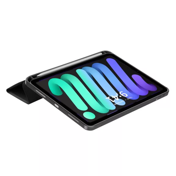 Tech-Protect Sc Pen Apple iPad Mini 7 / iPad Mini 6 2021 oldalra nyíló, kitámasztható mappa tok ceruza tartóval, fekete