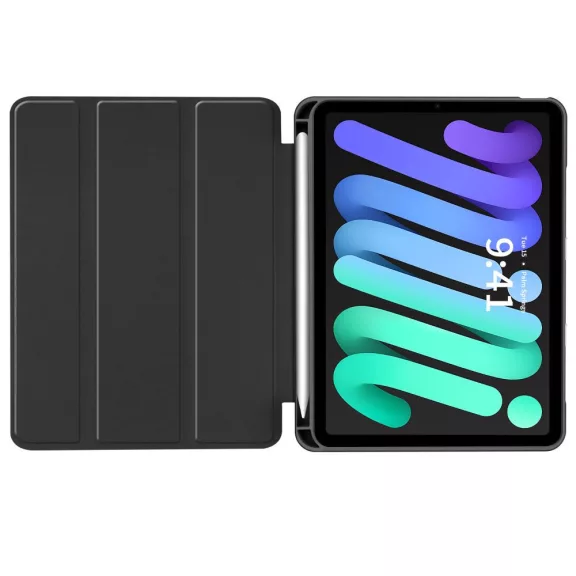 Tech-Protect Sc Pen Apple iPad Mini 7 / iPad Mini 6 2021 oldalra nyíló, kitámasztható mappa tok ceruza tartóval, fekete