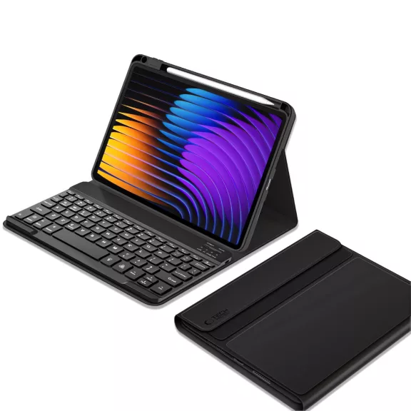 Tech-Protect Sc Pen Xiaomi Pad 7 Pro / Pad 7 oldalra nyíló, kitámasztható mappa tok ceruza tartóval, billentyűzettel, fekete