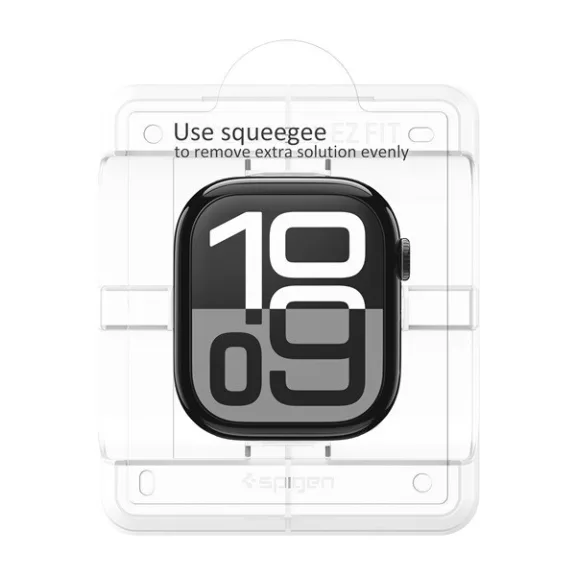 Spigen EliteShield EZ Fit Apple Watch 11 / Watch 10 42mm kijelzővédő fólia felhelyező kerettel (2db)