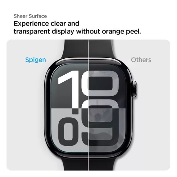 Spigen EliteShield EZ Fit Apple Watch 11 / Watch 10 42mm kijelzővédő fólia felhelyező kerettel (2db)