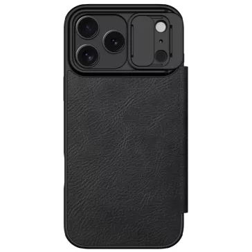   Nillkin Qin Pro Apple iPhone 17 Pro Max bőr flip tok, fekete