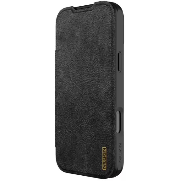 Nillkin Qin Pro Apple iPhone 17 Pro Max bőr flip tok, fekete