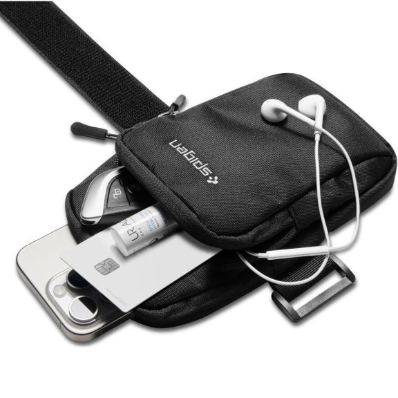 Spigen Dynamic Shield A702 karra rögzíthető telefon tartó, táska, karpánt 6,9" átmérőig, fekete