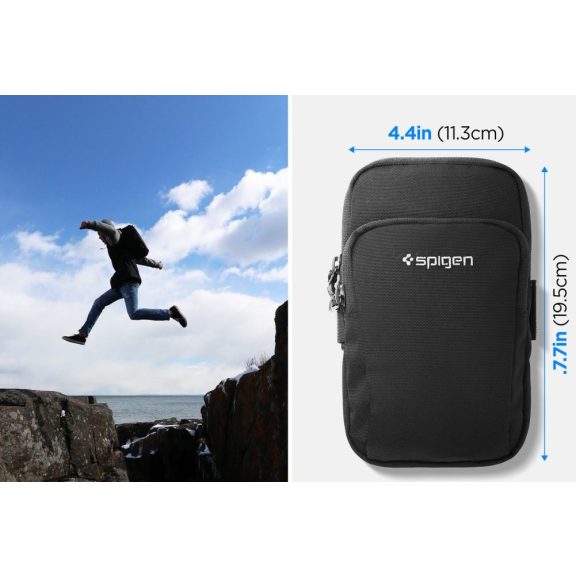 Spigen Dynamic Shield A702 karra rögzíthető telefon tartó, táska, karpánt 6,9" átmérőig, fekete