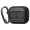Spigen Rugged Armor Apple AirPods Pro 3 tok, karabinerrel, Matte Black, fekete