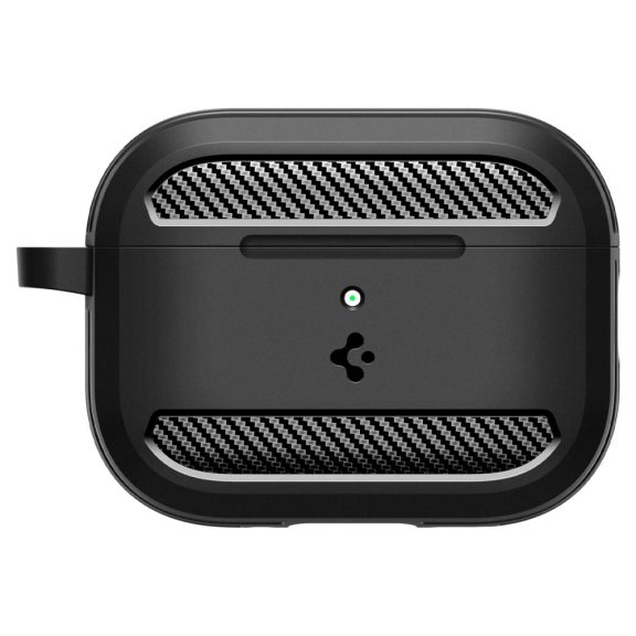 Spigen Rugged Armor Apple AirPods Pro 3 tok, karabinerrel, Matte Black, fekete