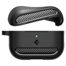 Spigen Rugged Armor Apple AirPods Pro 3 tok, karabinerrel, Matte Black, fekete