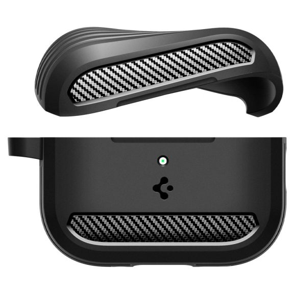 Spigen Rugged Armor Apple AirPods Pro 3 tok, karabinerrel, Matte Black, fekete