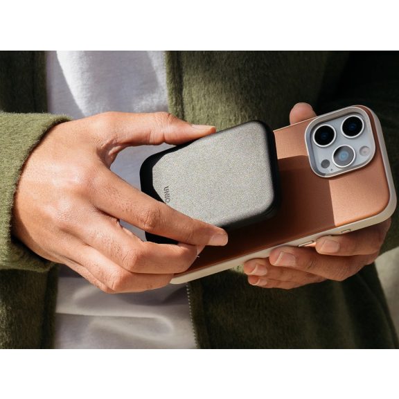 Uniq Lyden Lexa Fast Wireless USB-C PD Powerbank / külső akkumulátor, MagSafe, kompakt, 5000mAh, Lichen Green, zöld