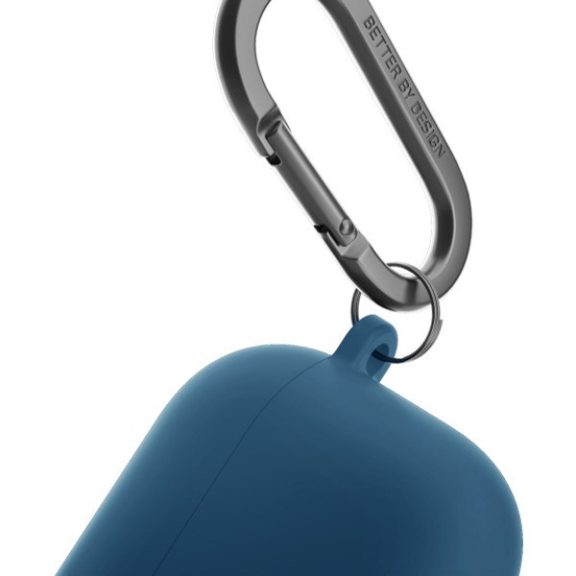 Uniq Iridescia Apple AirPods 4 tok karabinerrel, fülakasztóval, kék