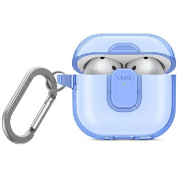 Uniq Glase Pro Apple AirPods 4 tok karabinerrel, kék