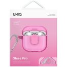 Uniq Glase Pro Apple AirPods 4 tok karabinerrel, rózsaszín