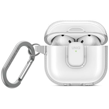 Uniq Glase Pro Apple AirPods 4 tok karabinerrel, átlátszó