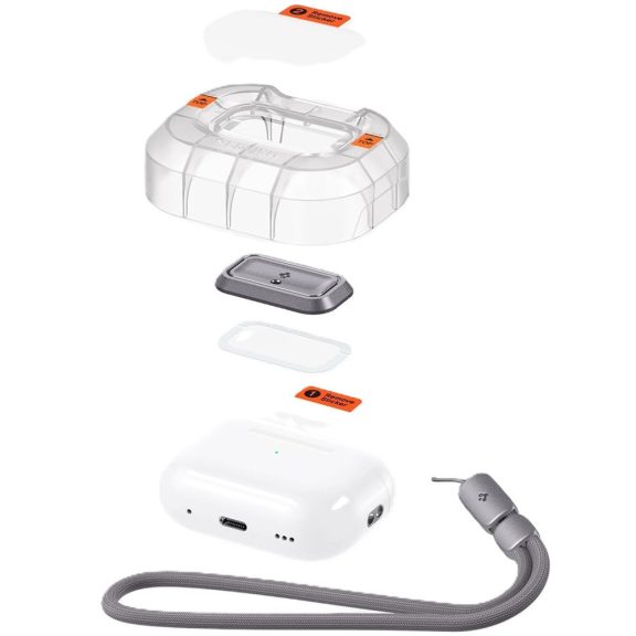 Spigen Lock Fit "M" Apple Airpods Pro /  Airpods Pro 2 fülhallgató tokhoz biztonsági zár, kézpánttal, szürke