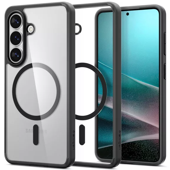 Spigen Ultra Hybrid MagFit Samsung Galaxy S26 tok, Matte Black, átlátszó-fekete