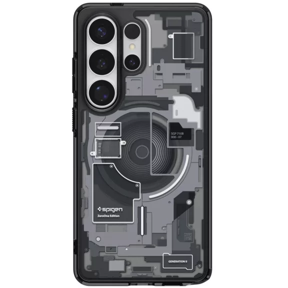 Spigen Ultra Hybrid MagFit Samsung Galaxy S26 Ultra tok, MagSafe, Zero One, átlátszó-fekete