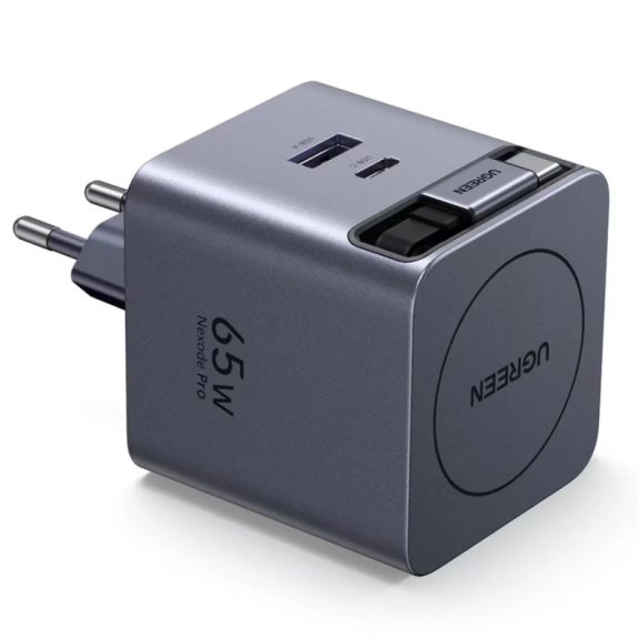 Ugreen X614 USB-C + USB-A hálózati töltő adapter USB-C kábellel, GaN, 45W, 3A, szürke