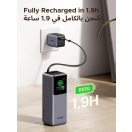 Ugreen PB726 Powerbank / külső akkumulátor, USB-A-2xUSB-C, 20000mAh, 165W, QC+PD, szürke