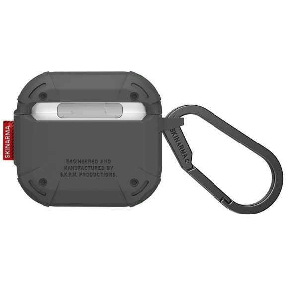 Skinarma Mecha CE AirPods 4 tok karabinerrel, Olive, szürke