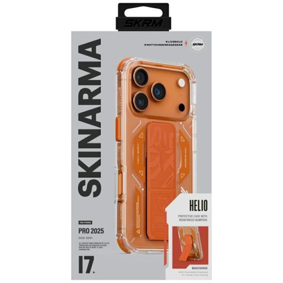 Skinarma Helio Apple iPhone 17 Pro mágneses tok kitámasztóval, narancs
